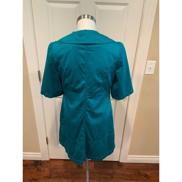 Tulle Anthropologie Teal Blue Oversized Collar Jacket, Size M - Picture 5 of 6